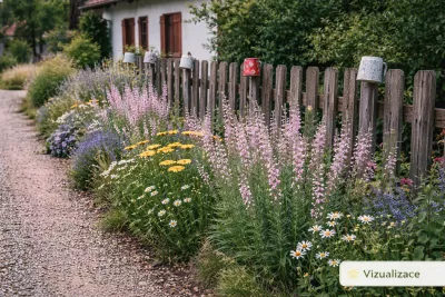 VIZUALIZACE: lnice nachová, řebříček, kopretina, nepeta, rozrazil aj.