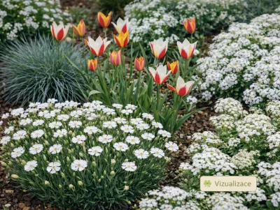 VIZUALIZACE: hvozdík kropenatý, botanické tulipány, kostřava sivá a ibérka