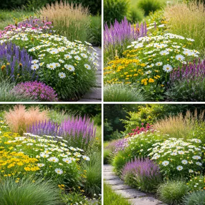 VIZUALIZACE: trvalkové záhony s kopretinou velkokvětou.