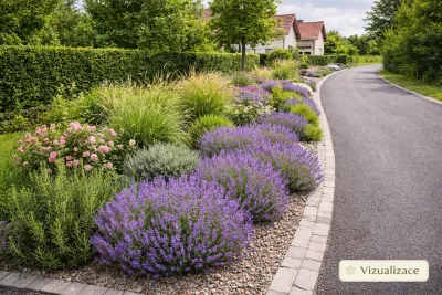 VIZUALIZACE: levandule, růže, ozdobníce čínská, pěchava podzimní, rozmarýn