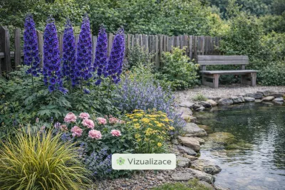 VIZUALIZACE: ostrožka, růže, třapatka srstnatá, nepeta a dochan