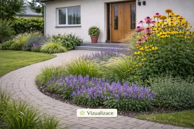 VIZUALIZACE: rozrazil First Glory, třapatky, kavyl, nepeta aj.