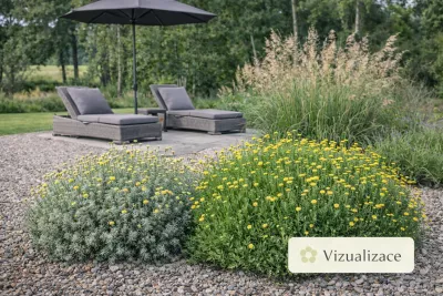 VIZAULIZACE: santolina a bezkolenec modrý