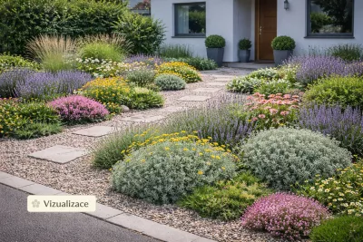VIZUALIZACE: santolina, vřesovec, šalvěj, levandule, rozchodník, rozrazil aj.