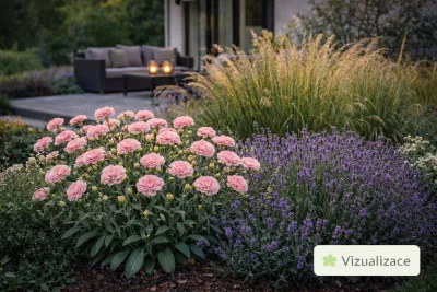 Sazenice dvouletky karafiátu zahradního 'Chabaud Magenta' / dianthus caryophyllus sazenice-kvetin.cz VIZUALIZACE: karafiát zahradní Chabaud La France spolu s travinami a levanduli
