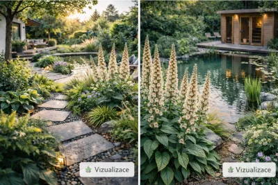 VIZUALIZACE: náprstník v přírodní výsadbě, traviny, bohyšky aj.